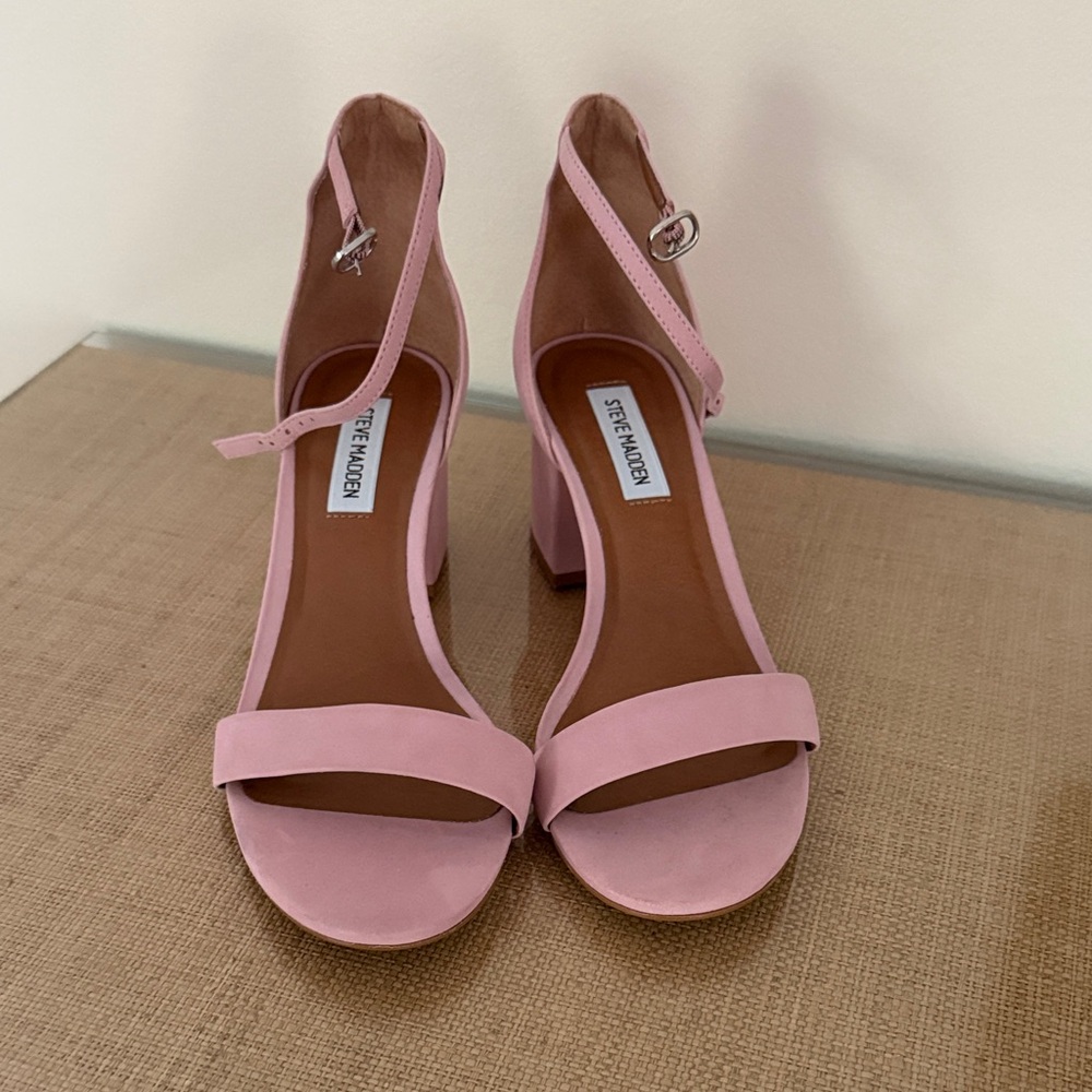 NWOT Steve Madden Irenee Pink Suede Ankle Strap Sandals - Size 8